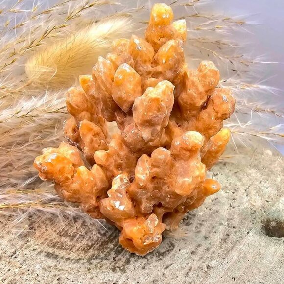 Nature Stalactite Calcite Cluster With Amethyst Fish Decor - Picture 4 of 9